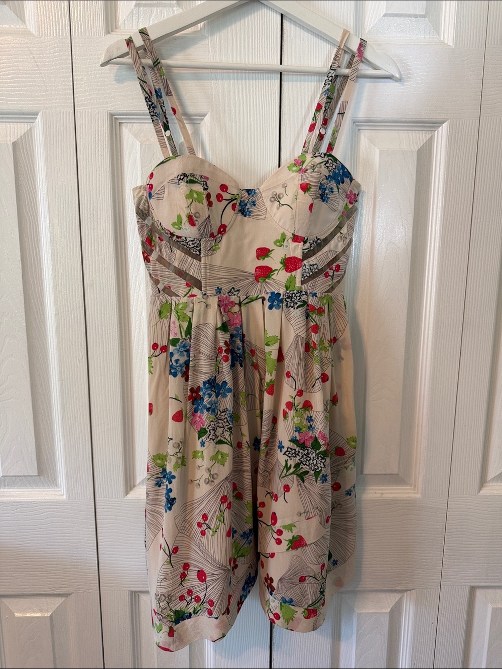 Anthropologie leifsdottir Mini silk Floral and Fruti dress Sz 6